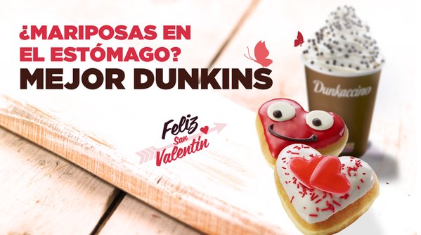 Dunkin Donuts con forma de corazon para campañas de marketing de san valentin